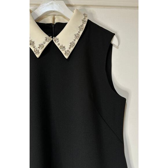 J. Crew Embellished Collared Shift Dress Black Stretch Crepe Black Size 12 NWT - Picture 5 of 15